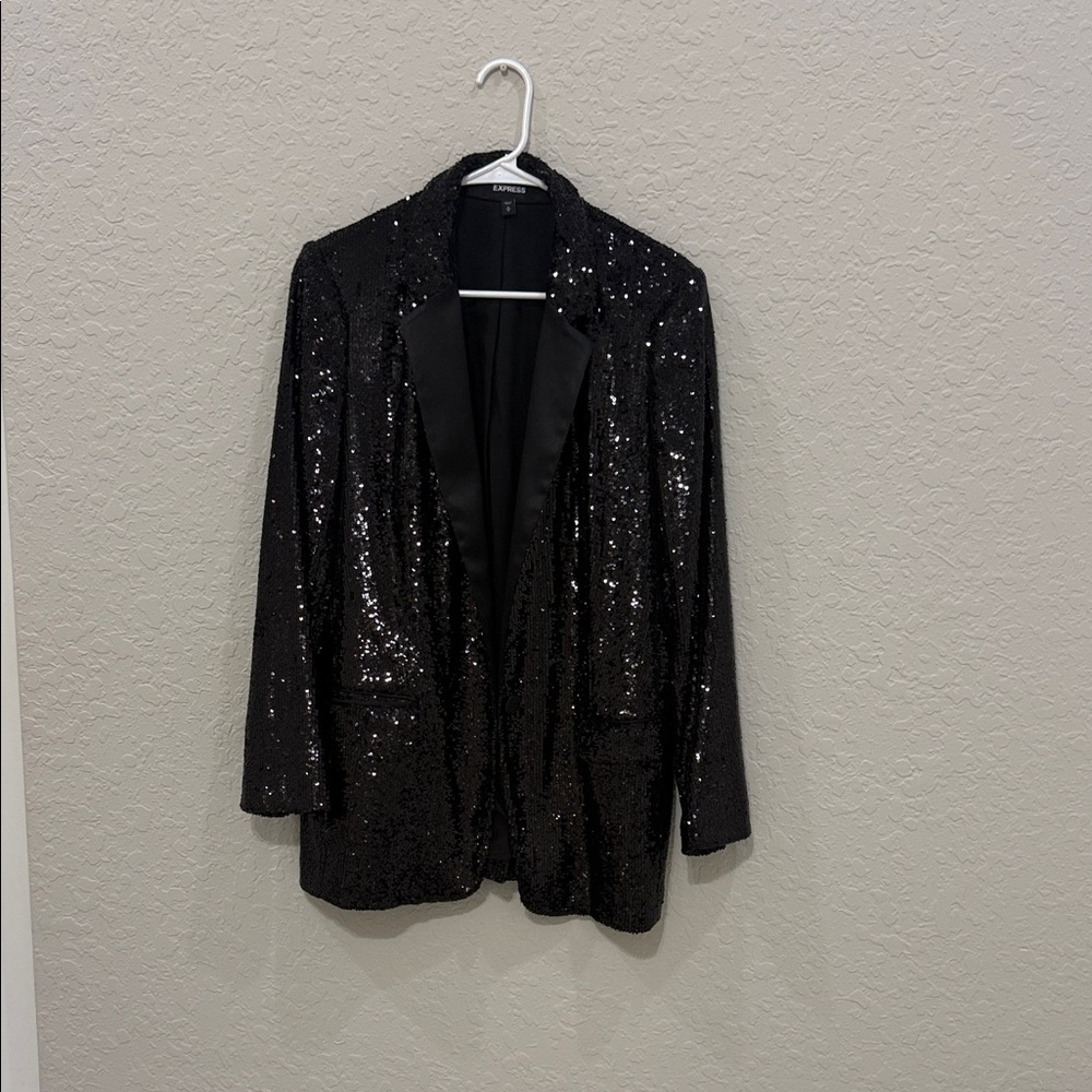 Express Black Sequin Blazer